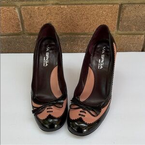 Via Spiga Black and Pink Heels Vintage Y2K Size 8.5